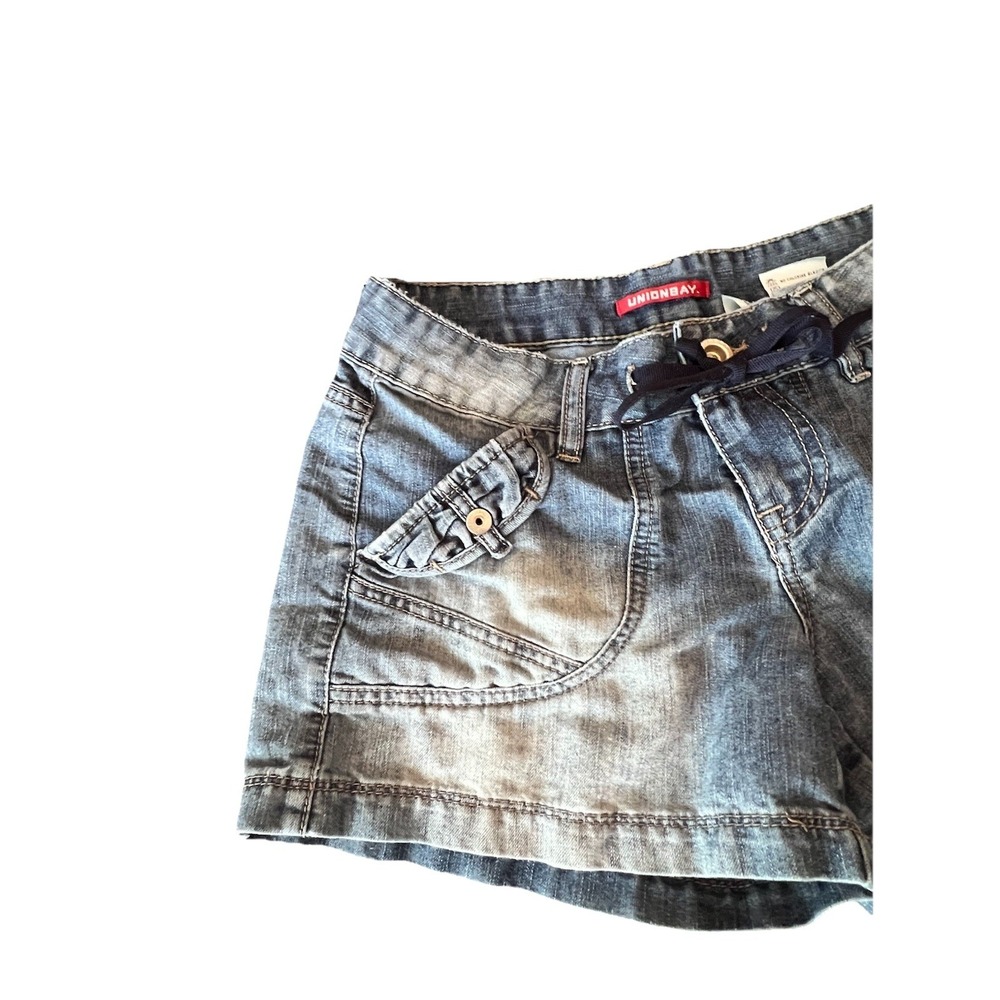 Vintage Y2K UnionBay Juniors Denim Cargo Shorts 3 Blue Juniors Retro Millennial - Picture 2 of 15